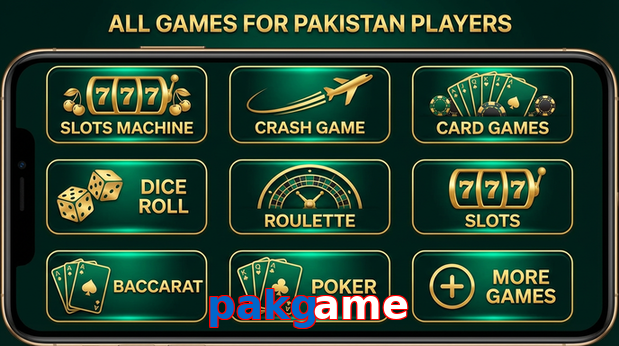 Main screen of Pakgame games page for PK players